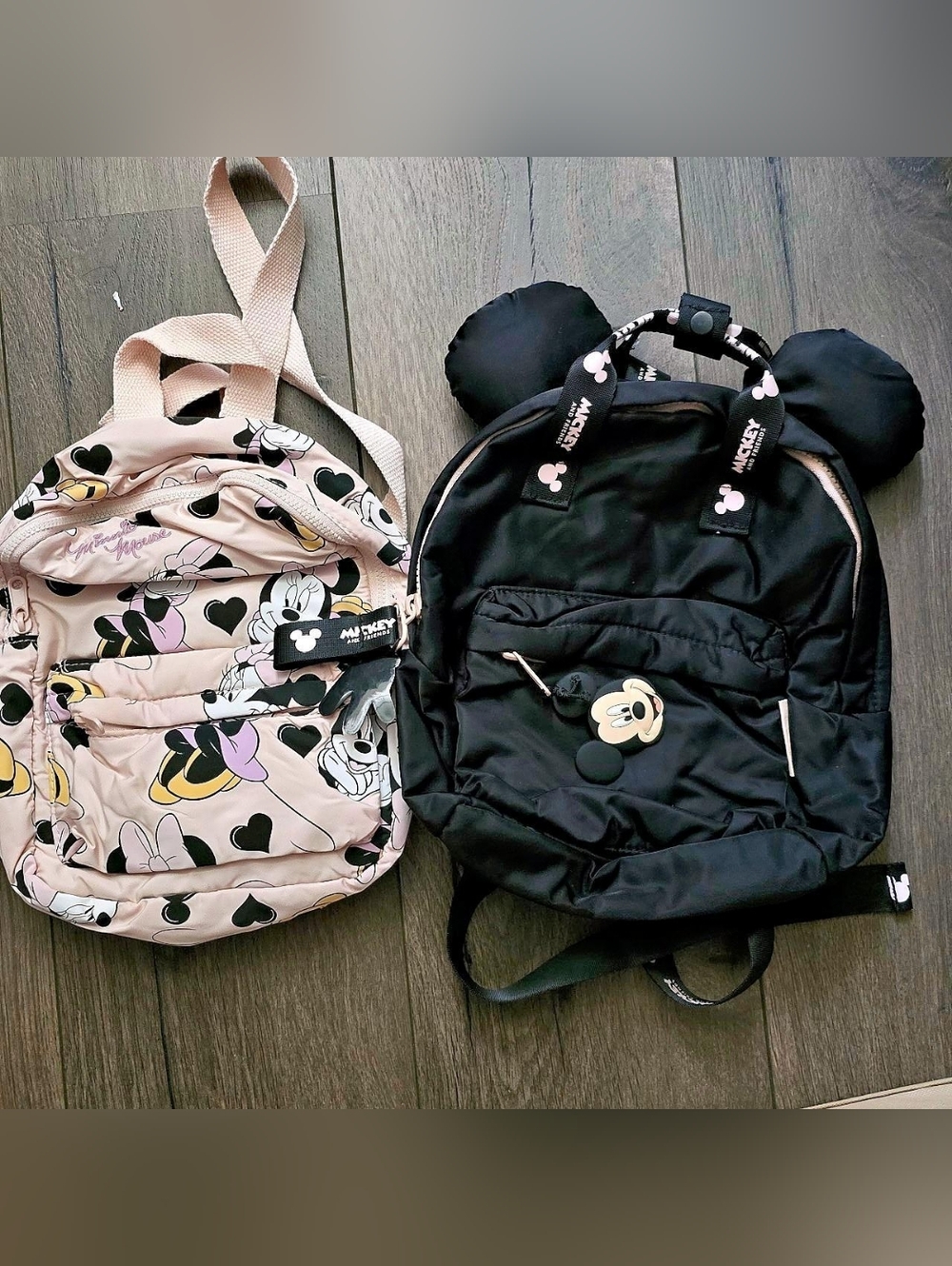 Zara Pink & Black Kids Backpack Set with Cartoon Ear Accents